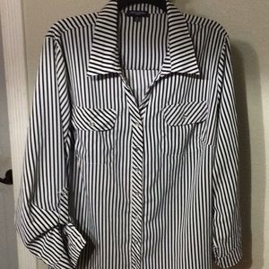 Notations Black and White Stripe Blouse